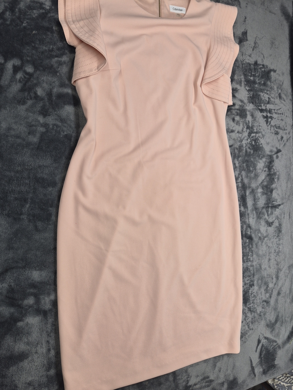 Calvin Klein Light Pink/  Blush Sheath Flutter Sleeveless  Gold Tone Zipper 12